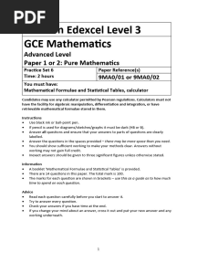 06 9MA0 01 9MA0 02 A Level Pure Mathematics Practice Set 6