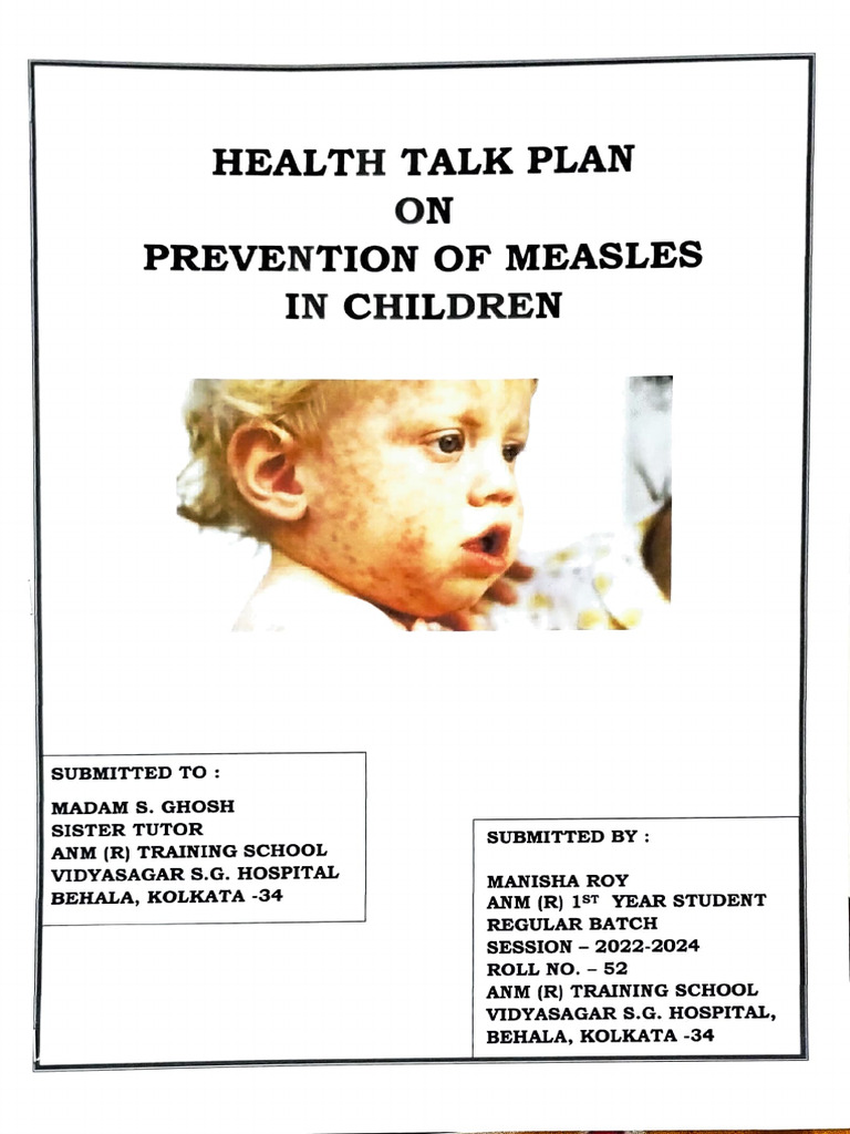 Measles Prevention Health Talk Plan | PDF | Measles | Viral Respiratory ...