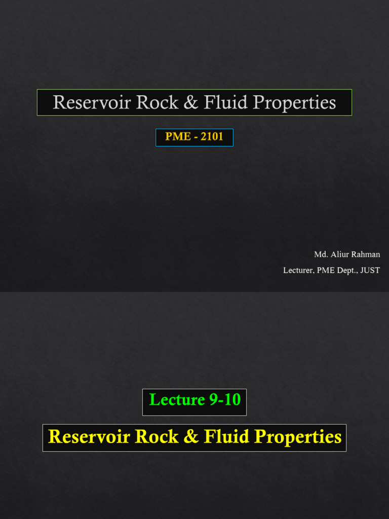 Reservoir Rock & Fluid Properties Guide | PDF | Permeability (Earth ...