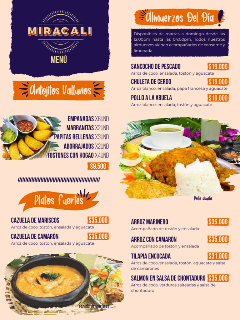 Menú de Antojitos Vallunos en Cali | PDF | Cerdo | Cocina