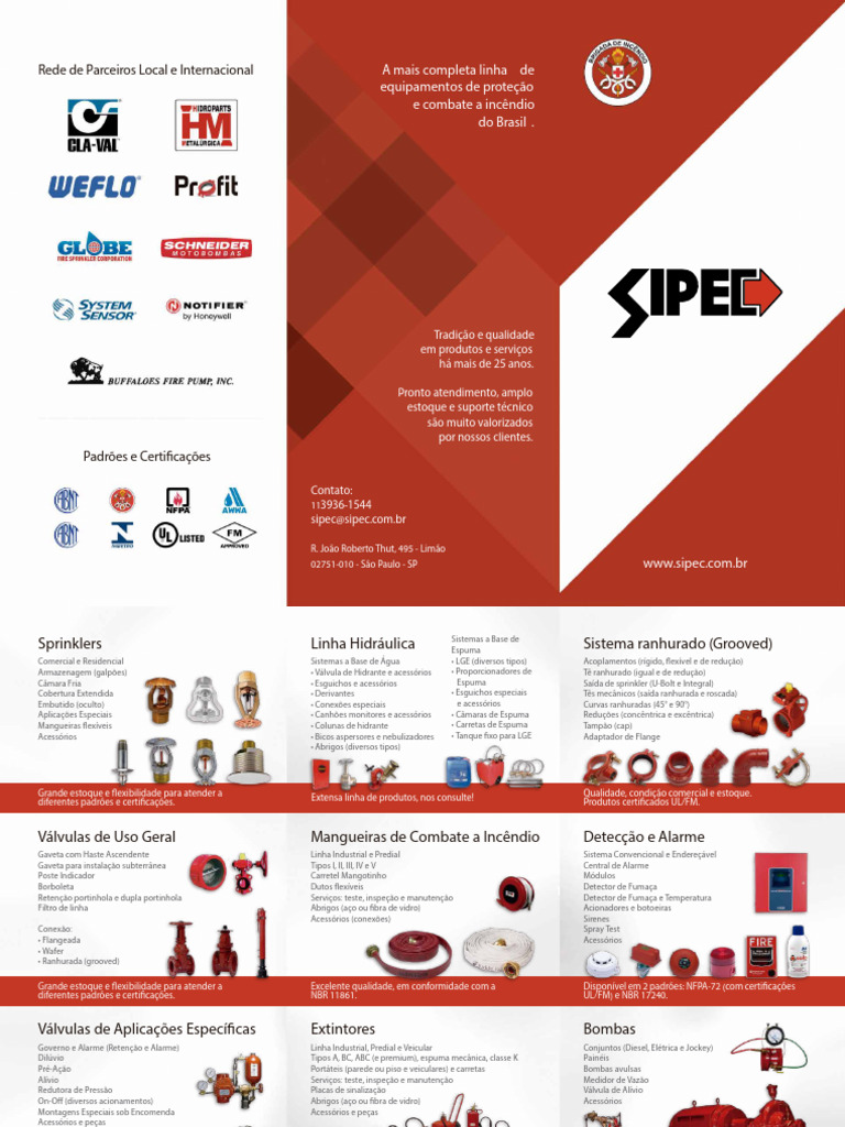 Catálogo de Equipamentos SIPEC Incêndio | PDF | Equipamento