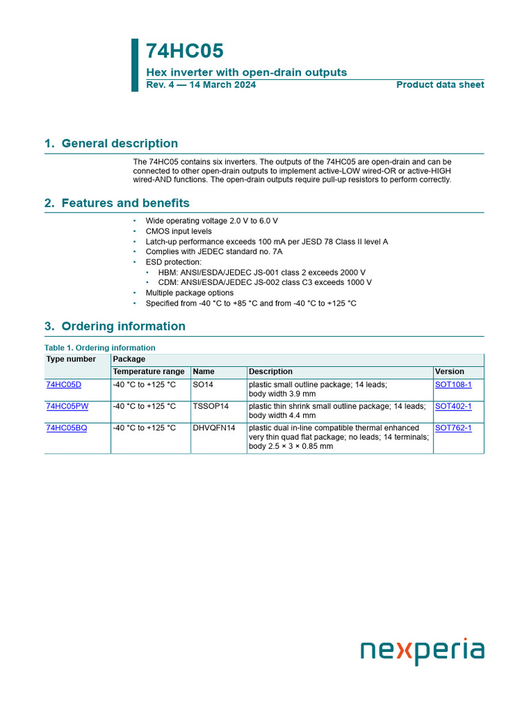 74HC05 | PDF | Electronics | Manufactured Goods