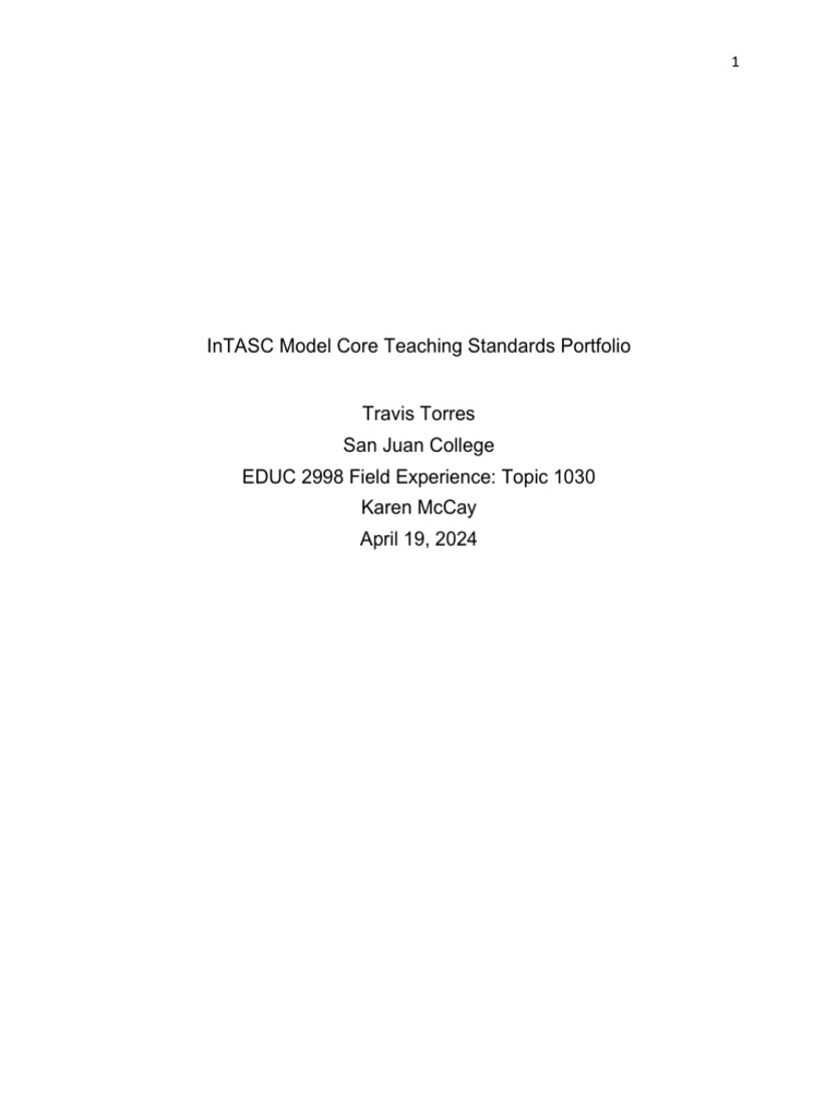 InTASC Teaching Standards Portfolio | PDF | Educational Assessment ...