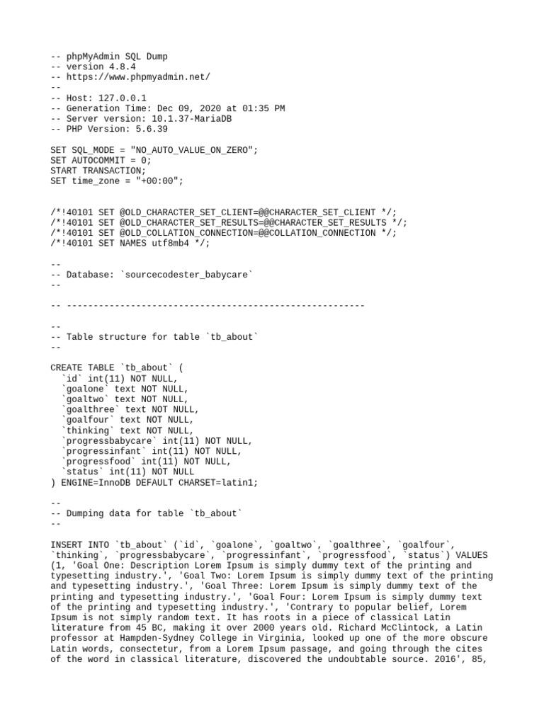 Sourcecodester - Babycare Codes 1 | PDF | Databases | Data Management