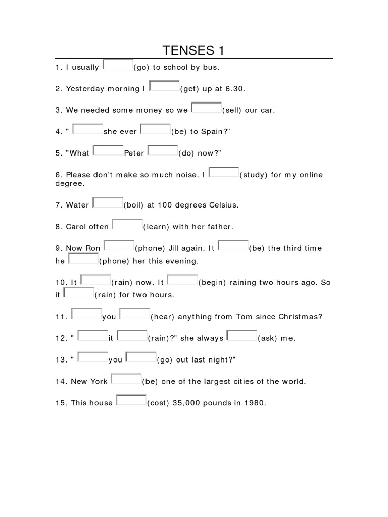 English Tenses Practice Exercises | PDF | Language Arts & Discipline