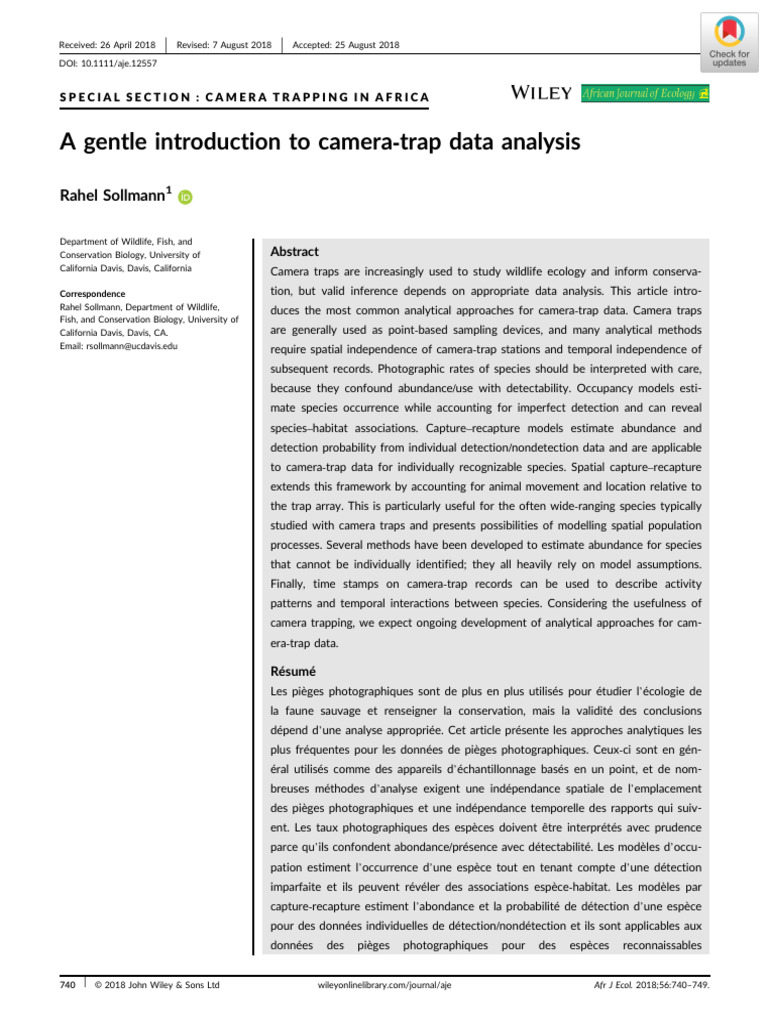 Camera-Trap Data Analysis Guide | PDF | Dependent And Independent ...