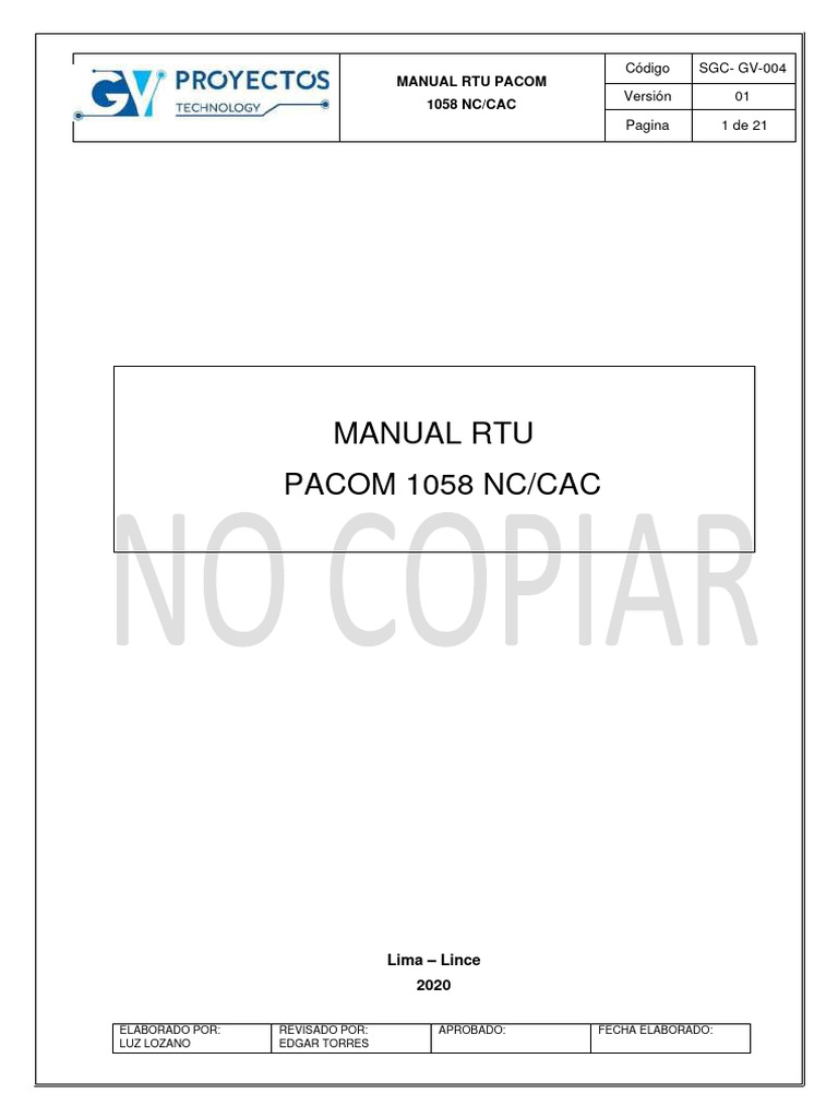 Manual RTU Pacom 1058 en Español | PDF | Cambiar | Fuente de alimentación