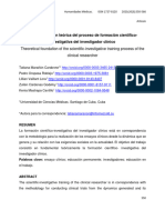 Fundamentación Teórica Del Proceso de Formación Científicoinvestigativa Del Investigador Clínico