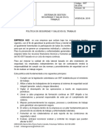 Política en Seguridad y Salud en El Trabajo