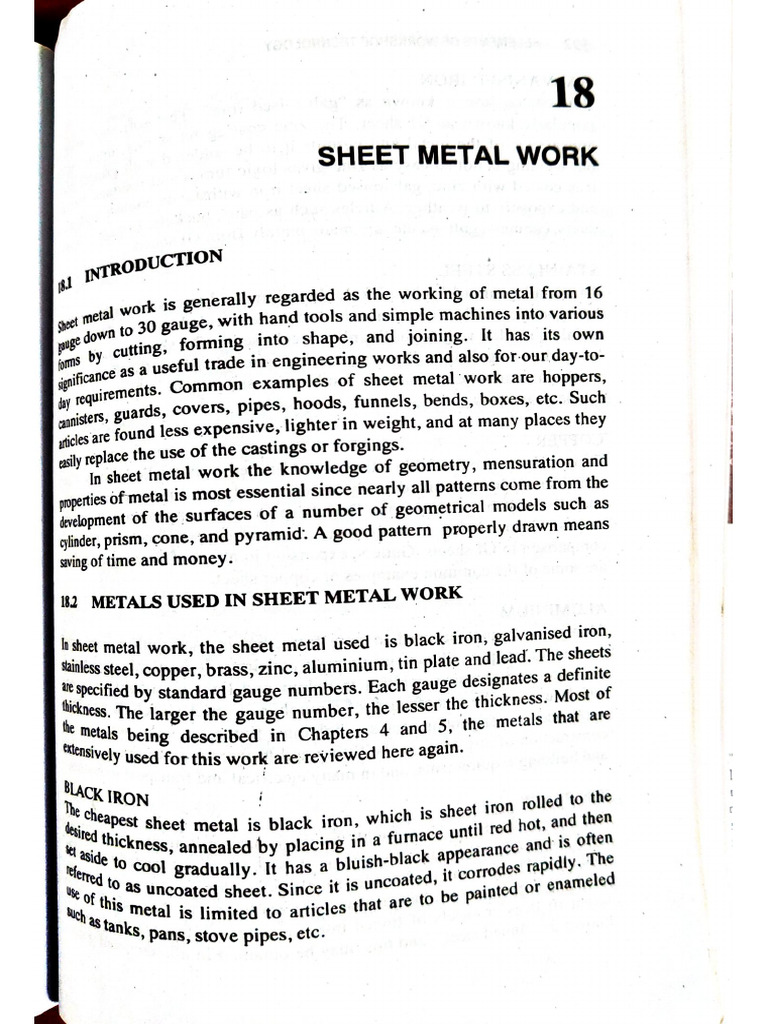 Study Material - Sheet Metal Shop | PDF
