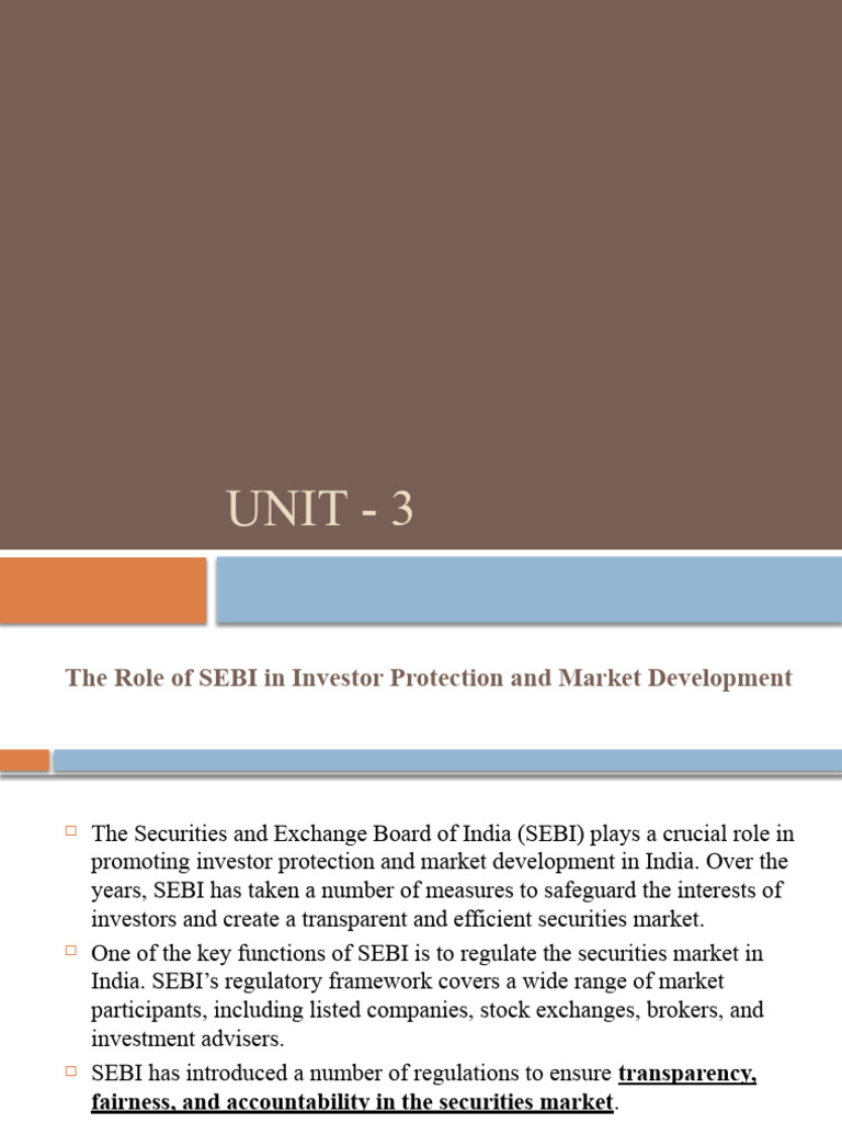 Role Of Sebi In Investor Protection Pdf Securities Finance