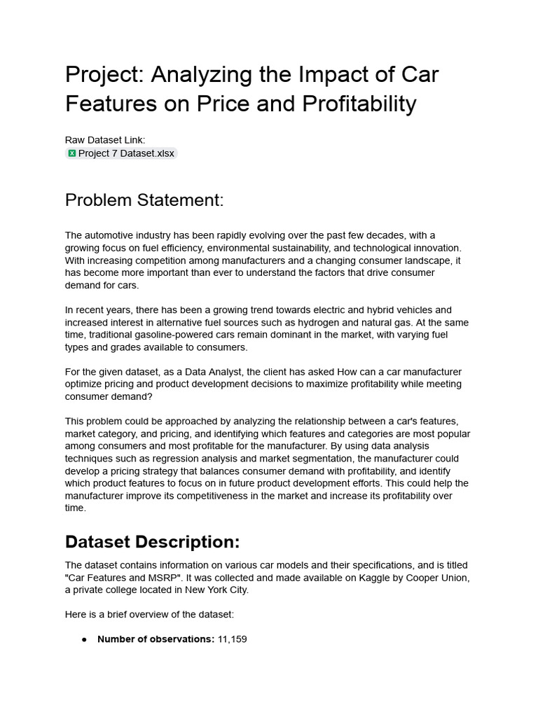 Car Features Impact on Pricing Analysis | PDF | Data Analysis | Fuel ...