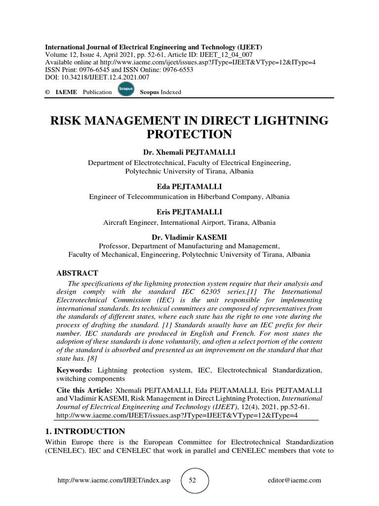 Direct Lightning Protection Risk Management | PDF | International ...