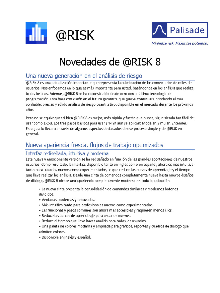 Novedades y mejoras en @RISK 8 | PDF | Microsoft Excel | Simulación