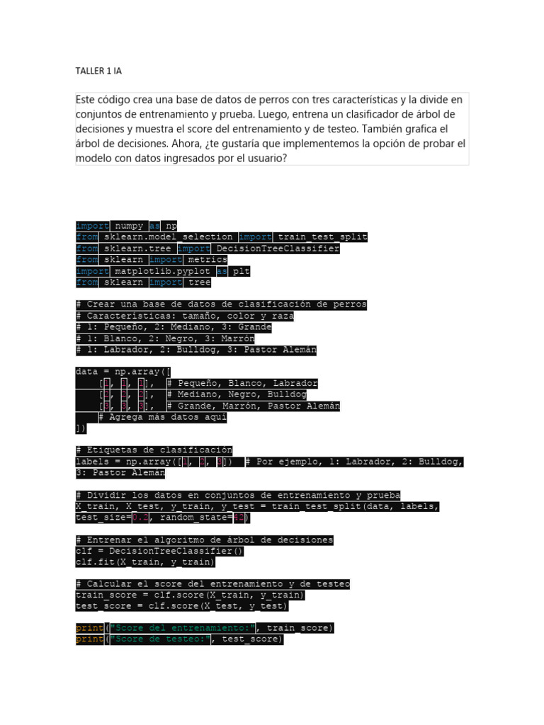 Taller 1 Ia | PDF | Python (lenguaje de programación) | Ciencias de la ...
