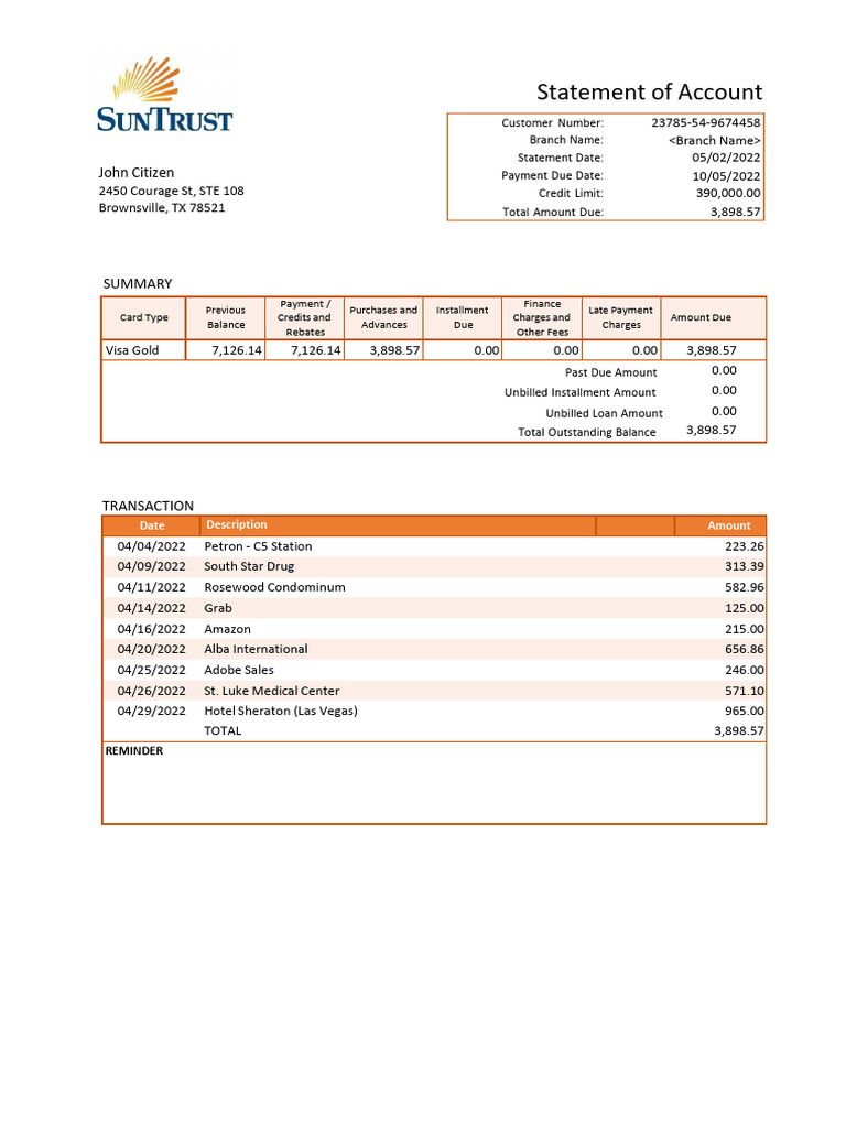 USA Suntrust | PDF | Credit Card | Financial Technology