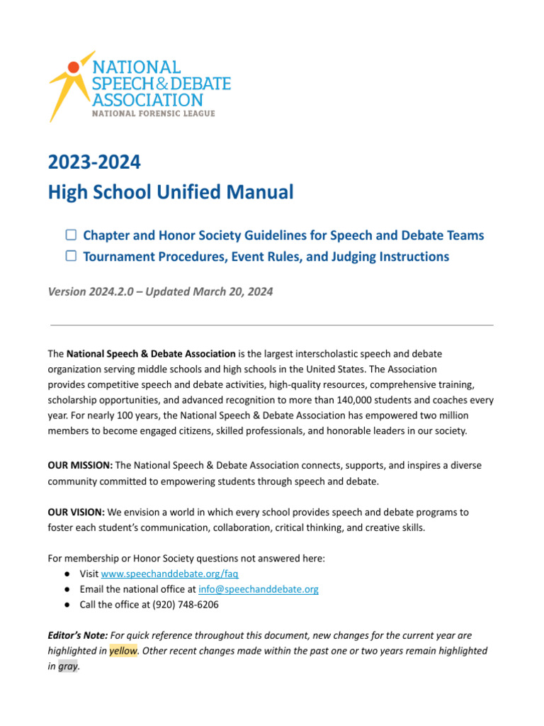 High School Unified Manual 20232024 PDF Fee
