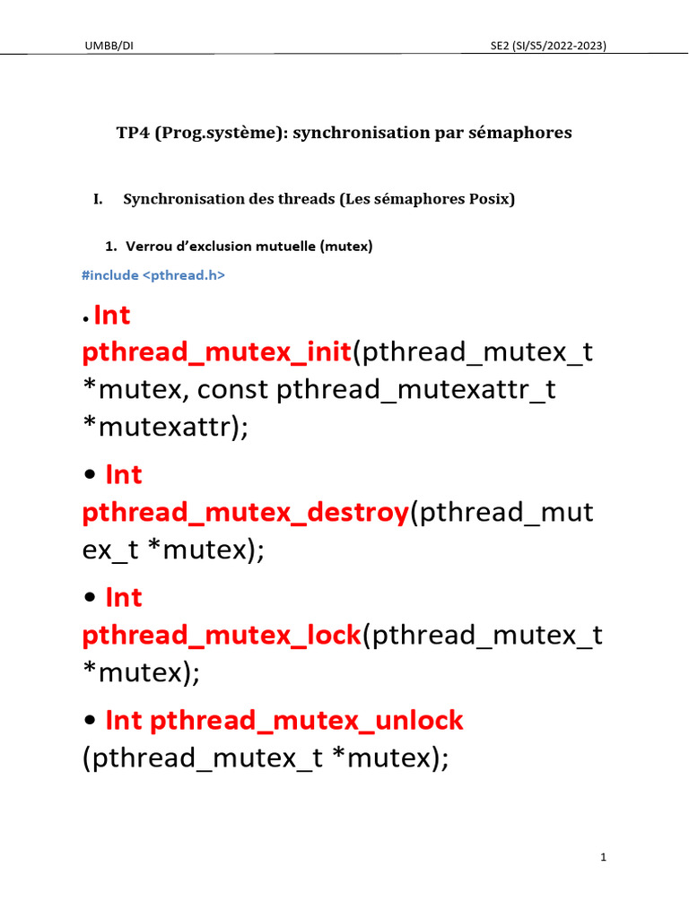 Synchronisation par Sémaphores POSIX | PDF | Ingénierie informatique ...