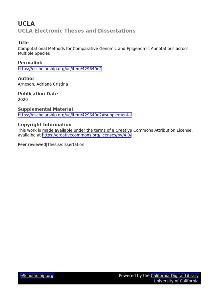 Computational Methods For Comparative Genomic and Epigenomic ...