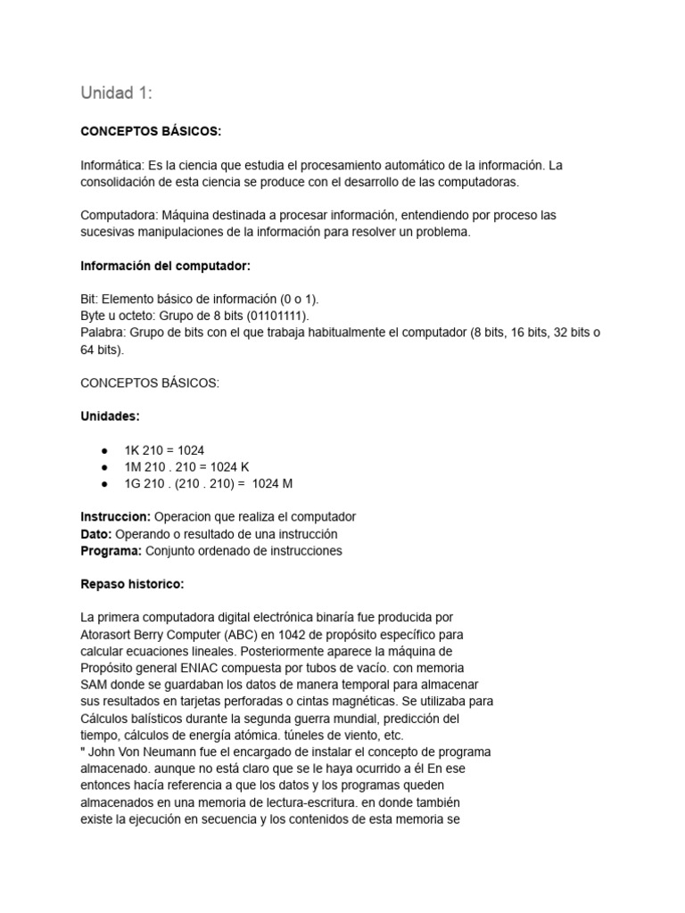 Introducción a la Informática Básica | PDF | Almacenamiento de datos de ...