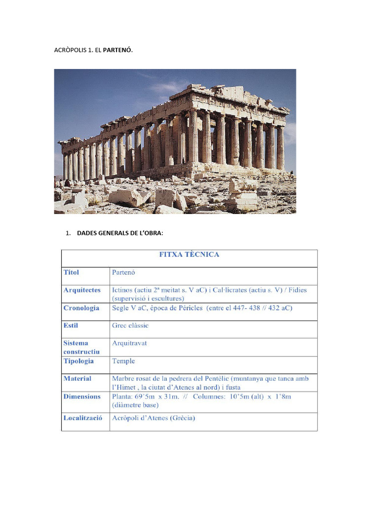 1 ACRÒPOLIS Partenó | PDF