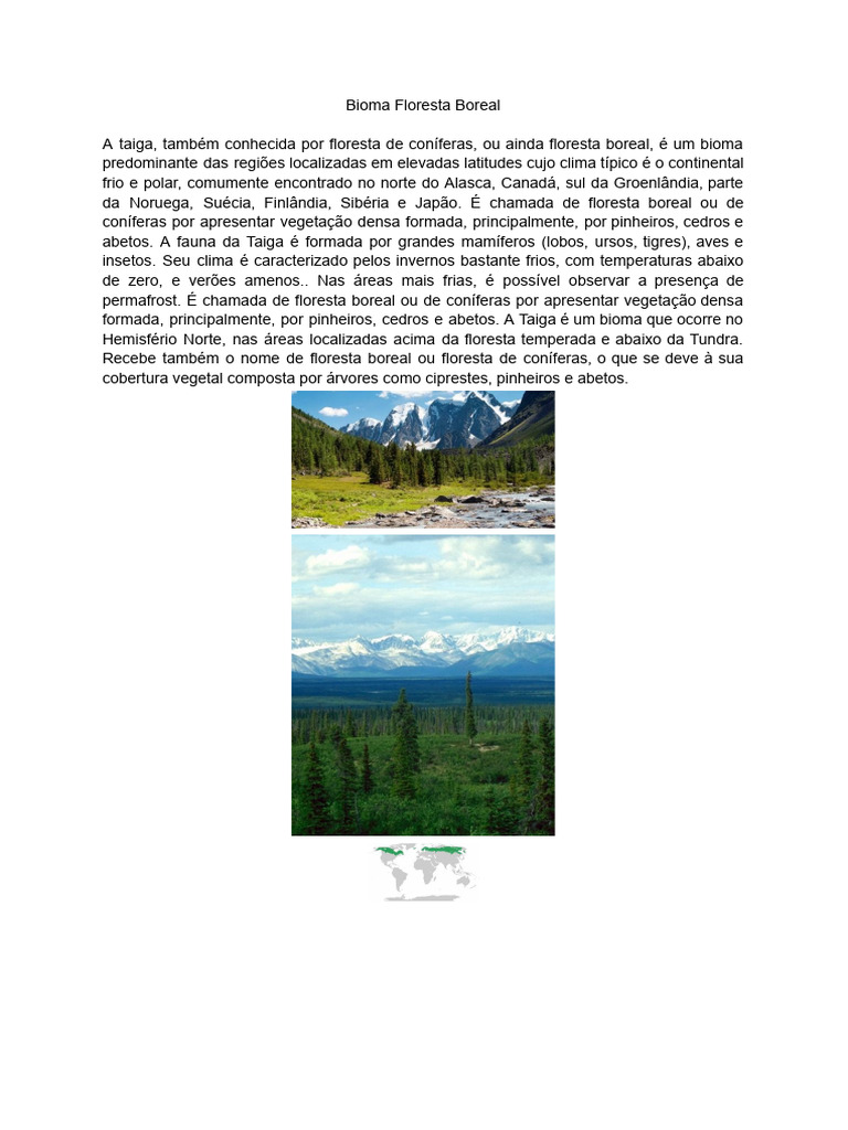 Características da Floresta Boreal | PDF | Casa e Jardim