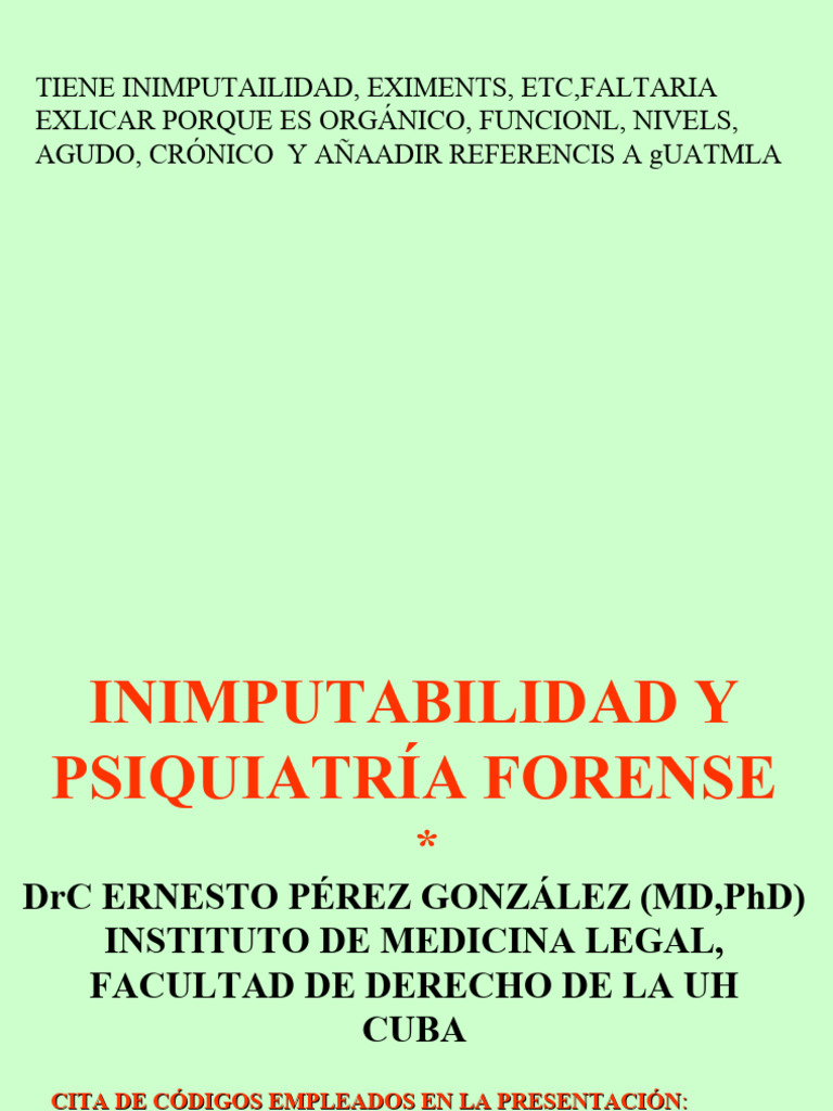 Inimputabilidad y Psiquiatría Forense en Guatemala | PDF | Locura ...