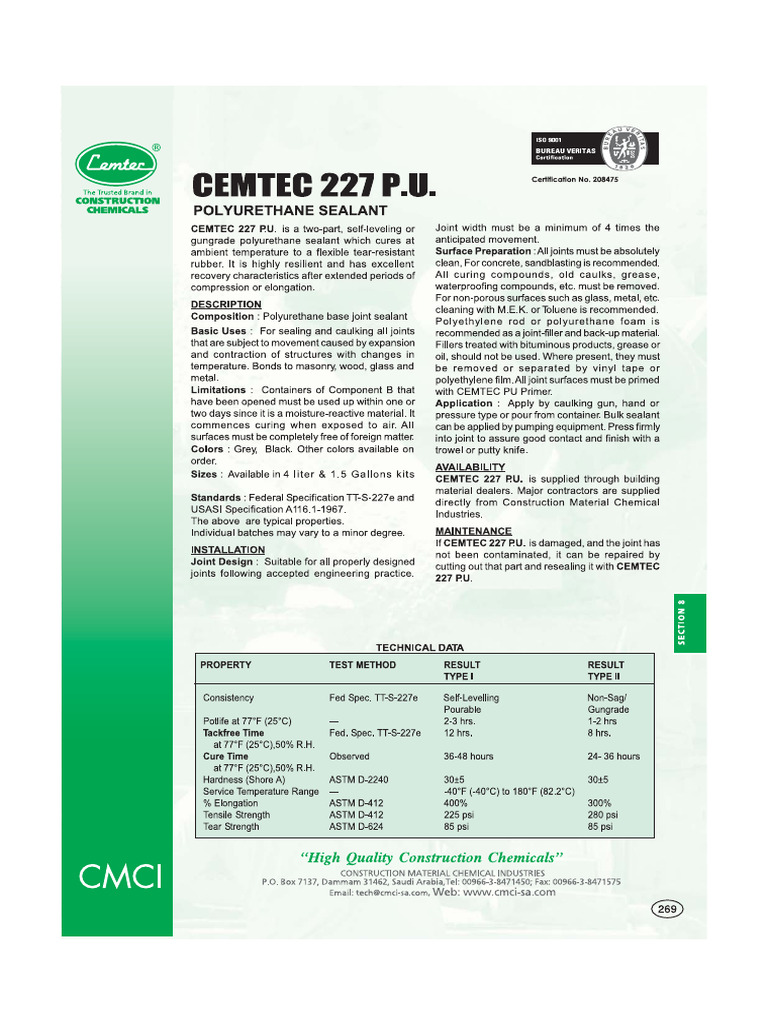 Cemtec 227 PU | PDF