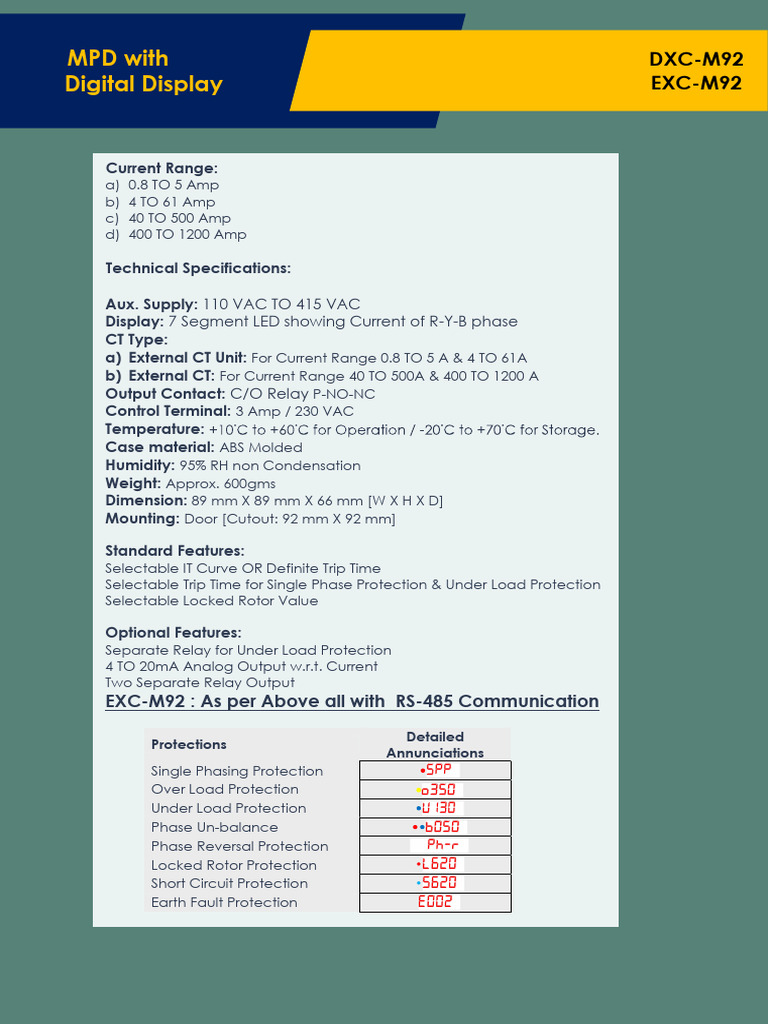 MPD Digital Display Specifications | PDF