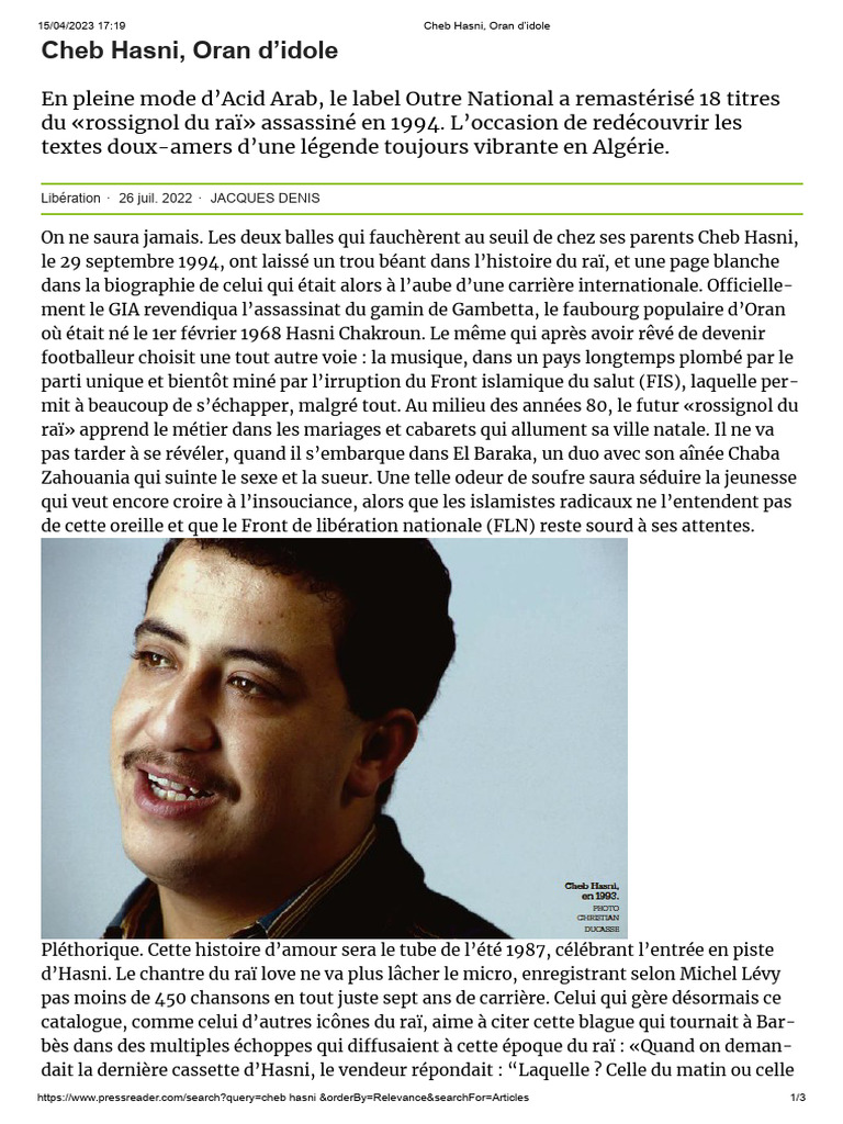 Cheb Hasni, Oran D'idole | PDF