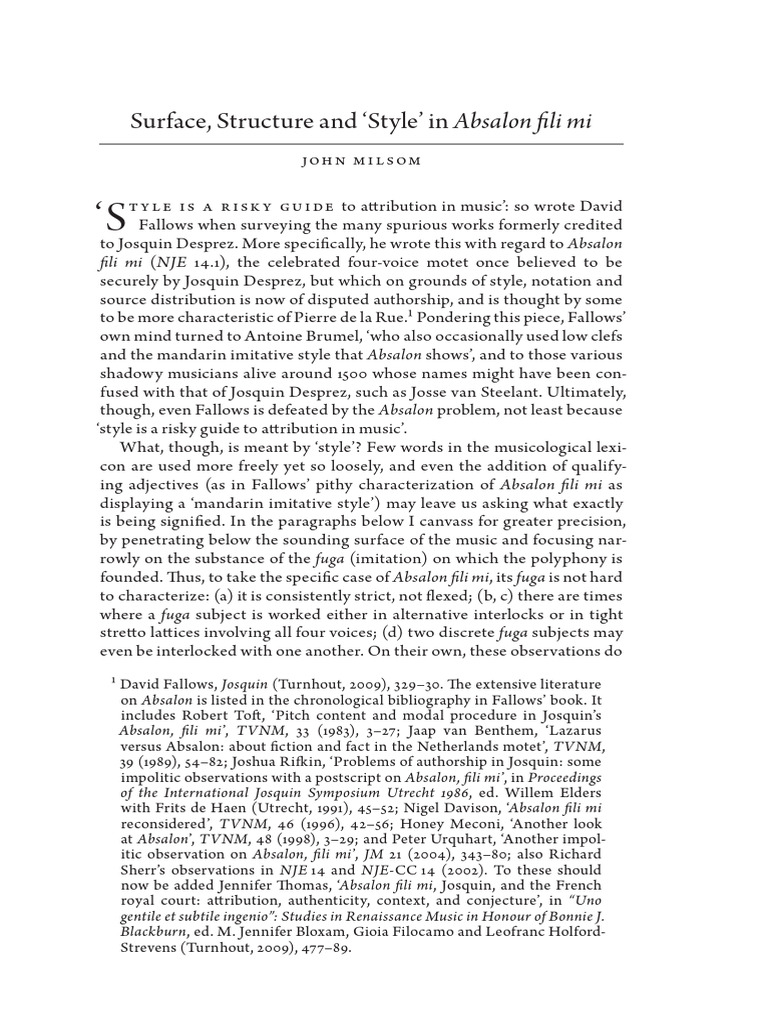 Surface - Structure - and - Style - in - Absalon - Josquin Deprez | PDF ...