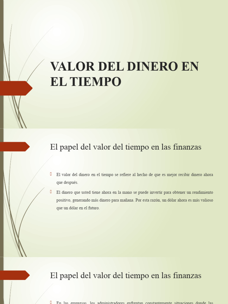 Valor del Dinero en el Tiempo: Finanzas | PDF | Tasa interna de retorno ...