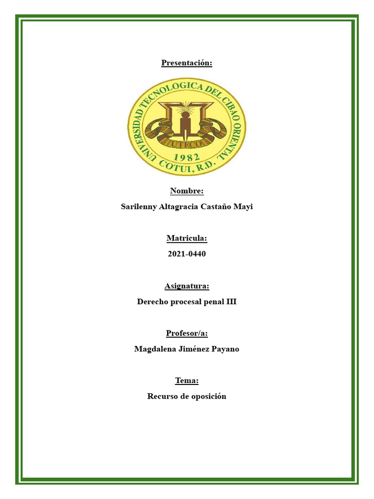 Recurso De Oposicion Pdf Ley Procesal Jurisdicción