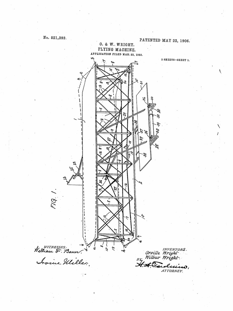 Wrigth Flying Machine 1906 Patent Us821393 Pdf Wright Brothers
