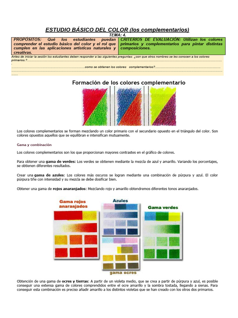 Estudio Básico Del Color Tema 4 - 2024 | PDF | Color | Azul