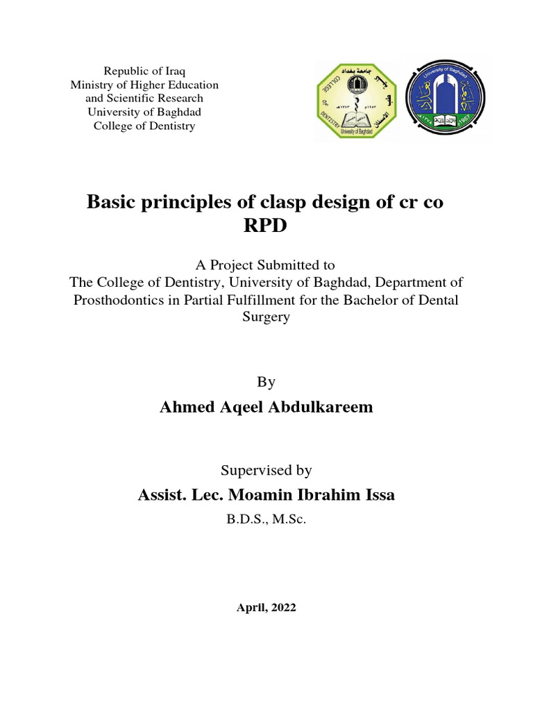 Clasp Design Principles for RPDs | PDF | Dentistry Branches | Tooth