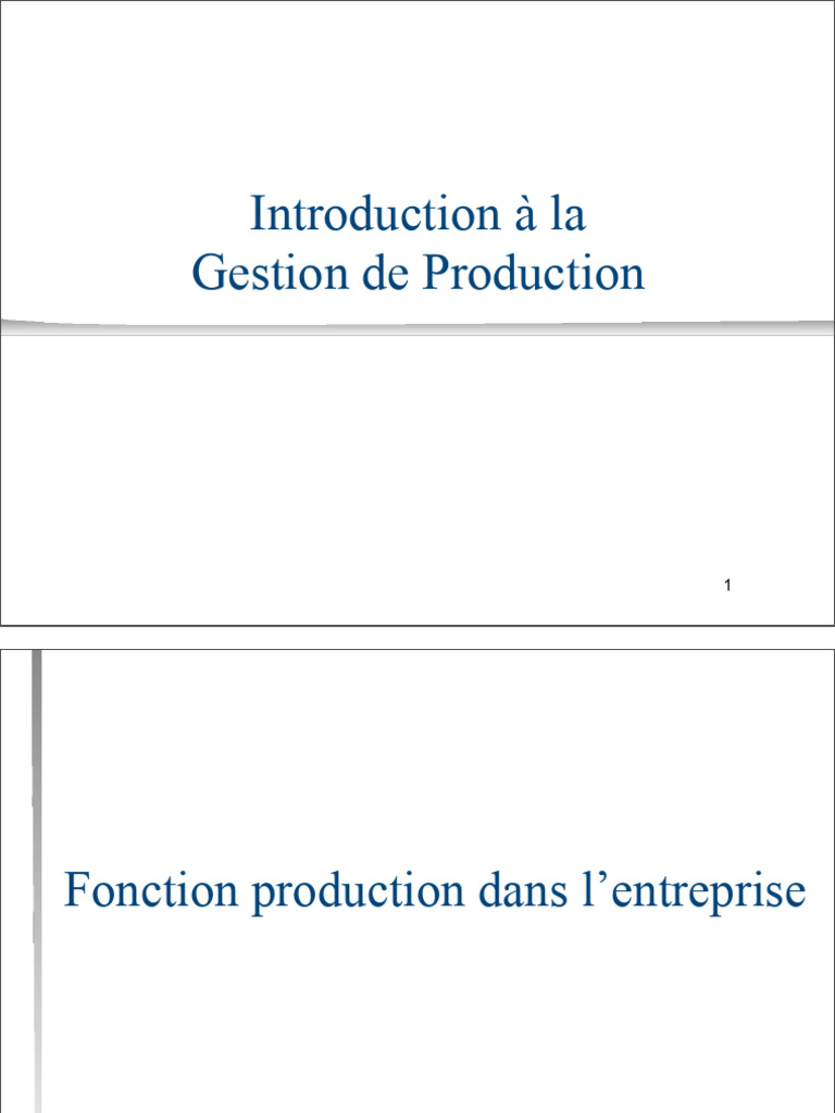 Introduction à la Gestion de Production | PDF | Business | Logistique