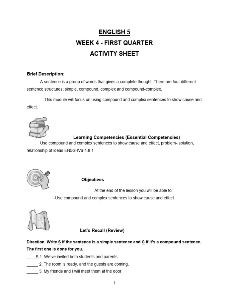 English 5 Week 7: Cause and Effect Sentences | PDF | Sentence ...