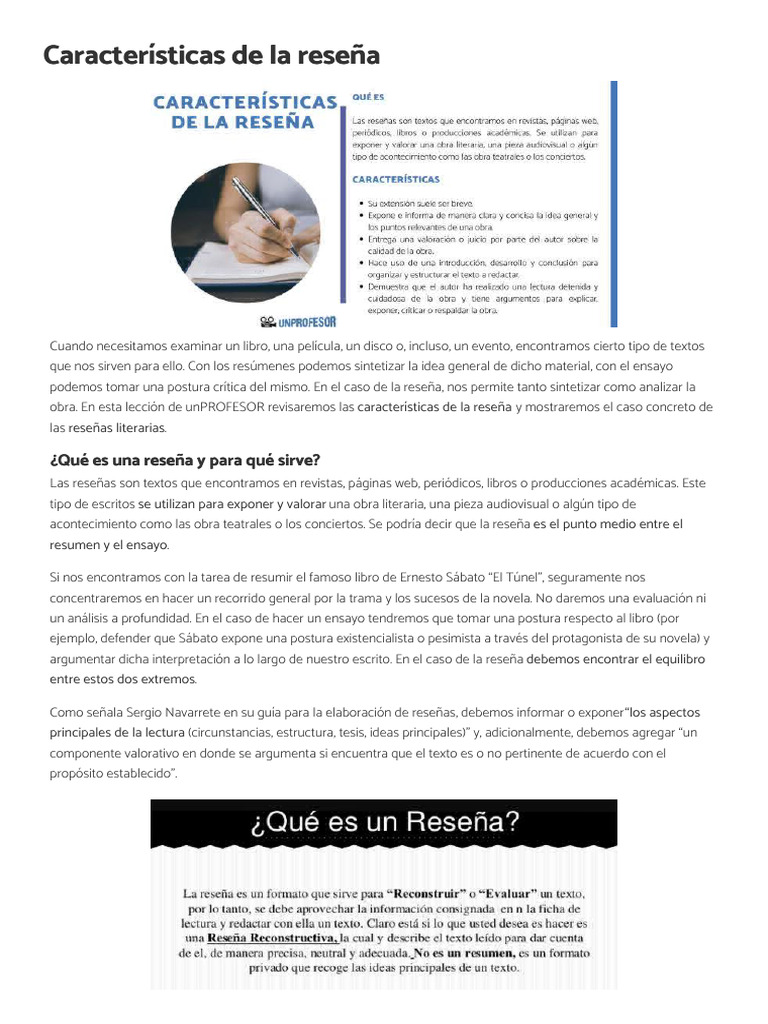 Características de La Reseña PDF Ensayos Libros