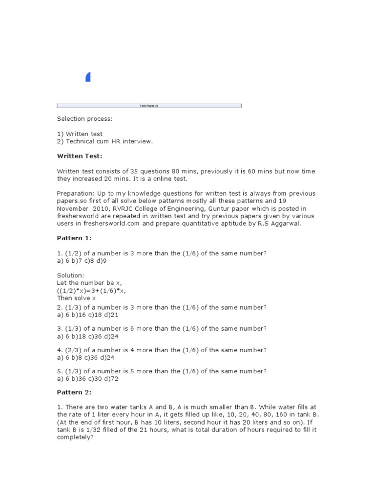 Written Test Patterns and Solutions Guide | PDF | Dice | Pound Sterling