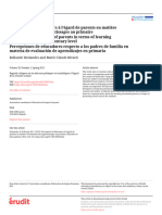 Perceptions D'éducateurs À L'égard de Parents en Matière D'évaluation Des Apprentissages Au Primaire