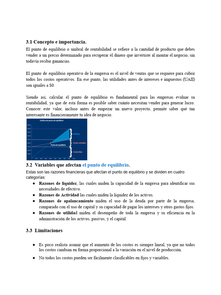 Análisis del Punto de Equilibrio Empresarial | PDF | Apalancamiento ...
