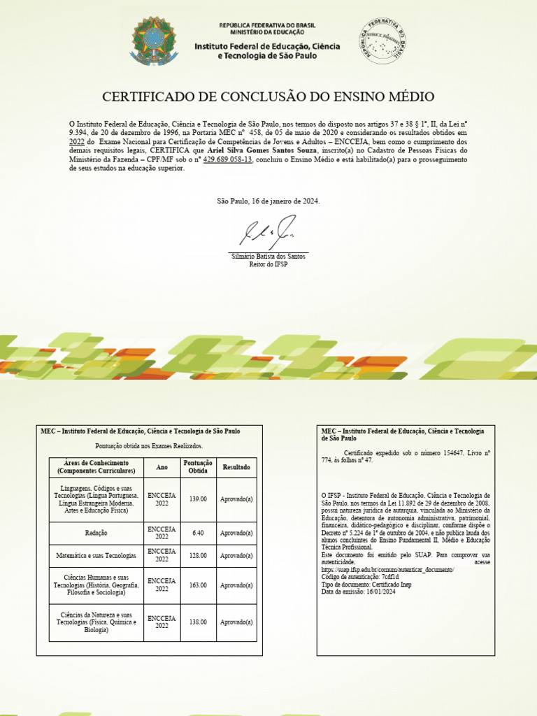 Conclusão Do Ensino Medio | PDF
