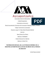 Distribución Espacial de La Actividad Económica de La Industria Automotriz en El Estado de México en El Periodo de 2008-2018