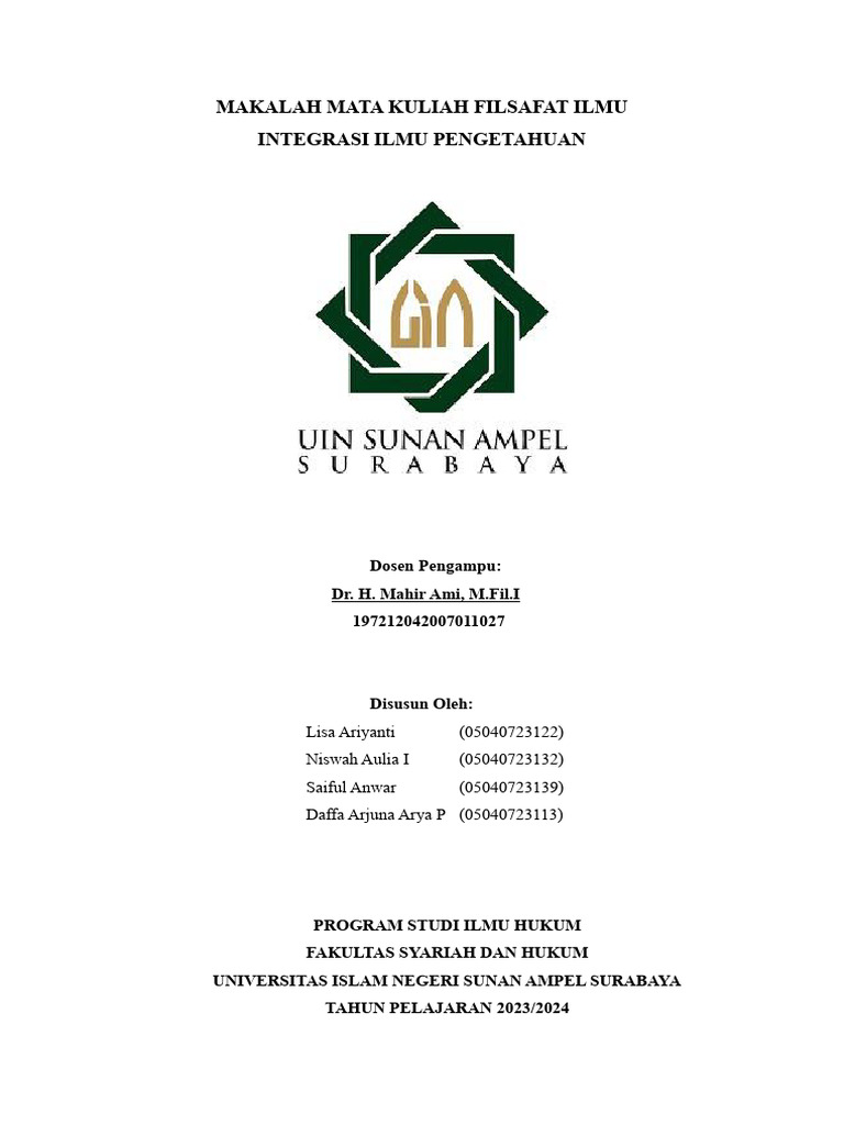 Integrasi Ilmu dalam Pendidikan Islam | PDF
