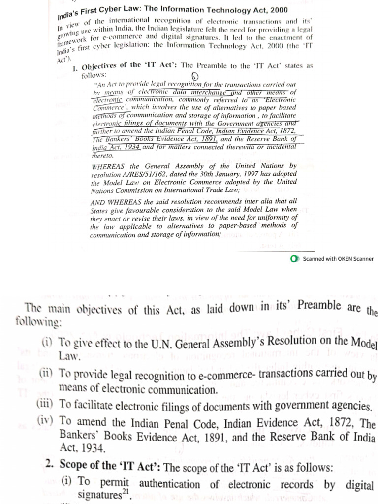 Objectives and Applicability of IT Act | PDF