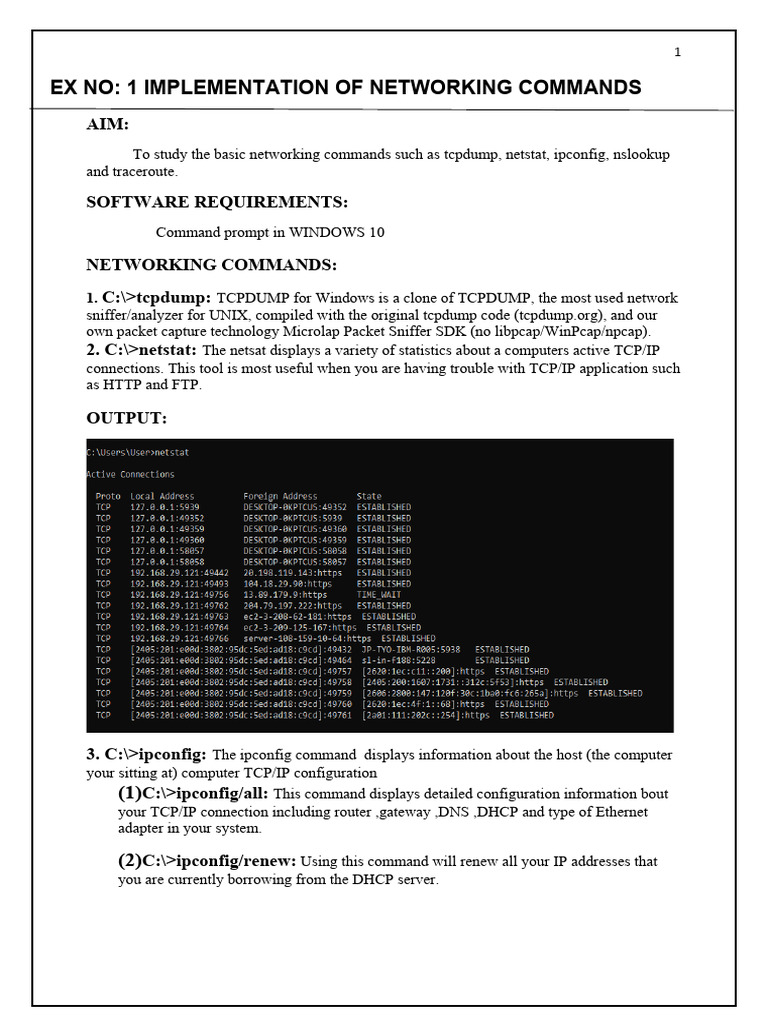 Networking Commands and HTTP Client Guide | PDF | Transmission Control ...