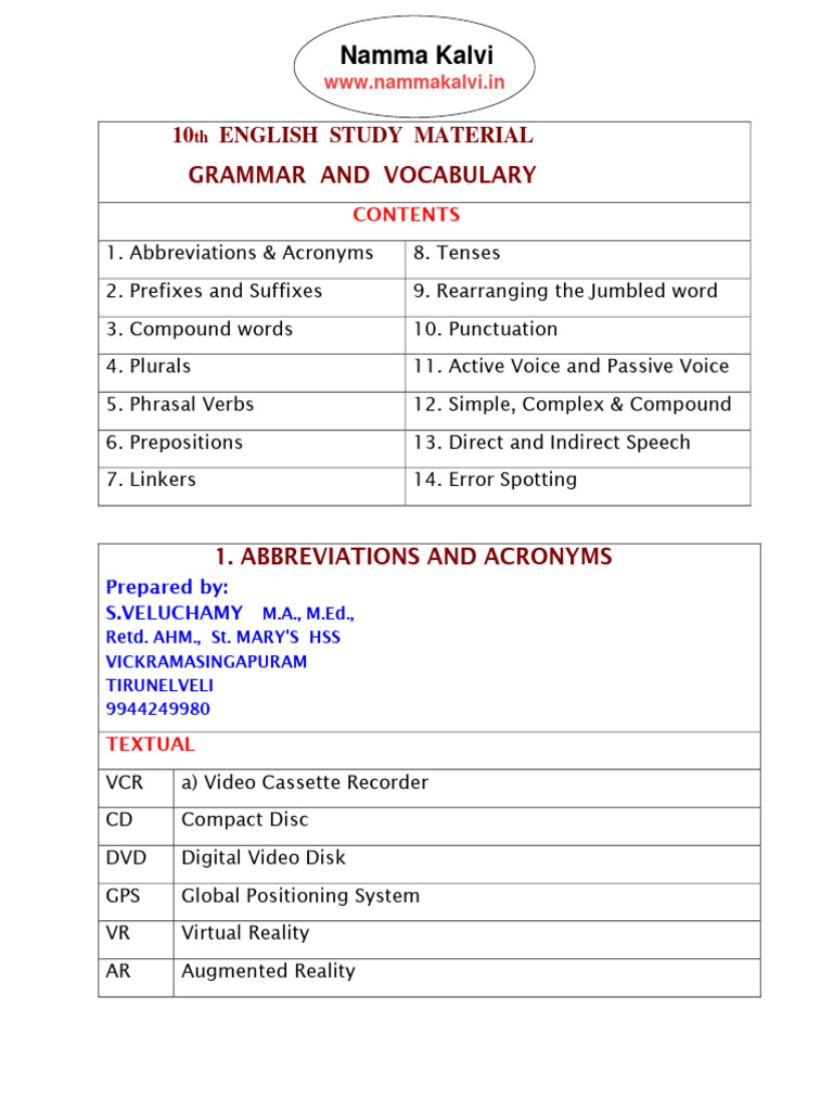 10th Grade English Grammar Guide | PDF | Outsourcing | Noun