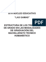 Estructura de Los Trabajos de Grado en Las Modalidades de Graduación Del Bachillerato Técnico Humaní
