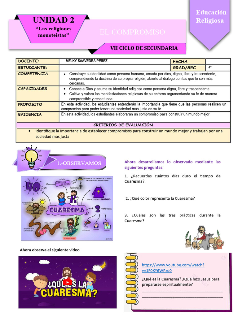 Vii Ficha De Actividad Semana 3 Unidad 2 Pdf Ramadán Prestado